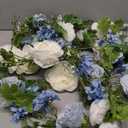 DearHouse 2Pcs Artificial Peony Flower Garland - Silk Peony Garland with Purple White Flowers for Wedding Party Table Decoration,6ft/Strand(White& Blue&Dark Blue)