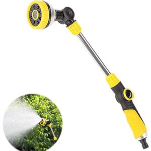 Watering Wand, Long Metal Spray Lance Garden Watering Wand 8 Adjustable Modes Spray Nozzle 180 Rotating for Hanging Basket Cleaning, Plants Watering, Car Washing, Pet Bathing 48 cm