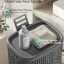SONGMICS Laundry Hamper with Wheels, Plastic Laundry Basket, 19.8 Gallons (75 L), Slim Storage Basket, for Bathroom, Bedroom, Dark Gray URLH020G101