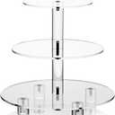 Acrylic Cupcake Stand, Clear Dessert Tower Holder Display with Base for Wedding, Party, Baby Shower, 3 Tier Round, Transparent (Round with BASE)