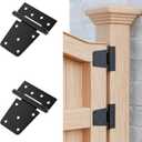 TRIPLE DEER 3.5 Inch Heavy Duty Gate Hinges, Extra Thick Gate Hinges for Wood Fence Barn Door Shed Gate Swing Door, Black Finish Door Strap Hinge, 2 Pack