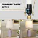 Cinsary 24.5"Farmhouse Jar Ceramic Table Lamps Set of 2, Vintage Rustic Bedside Nightstand Lamps with 2 LED Bulbs, Purple Farmhouse Table Lamps for Living Room End Table Bedroom Country Cottage Decor