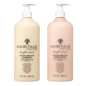 Hairitage Biotin Shampoo and Conditioner Set - Sulfate Free + Paraben Free, Color Safe, with Castor Oil for Anti-Frizz, Volume + Moisture for Women, Hydrating Repair Shampoo Conditioner