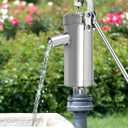 QWORK Stainless Steel Manual Suction Pump, Modern Black Above Ground Well Water Pump, Easy to Use, High Working Efficiency, 10m Water Depth
