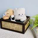 Natural Bamboo Wooden Storage Box, Antique Box Basket, Rustic Farmhouse Look Frame for Kitchen Pantry, Cabinets or Counters - Multipurpose Home Collection (Large)