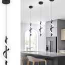 Modern Led Pendant Light Fixtures,6000K Cool White Black Led Pendant Lighting for Kitchen Island,Adjustable Height Hanging Light Fixtures for Kitchen Dining Room Living Room,1 Pack