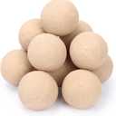 Uniflasy Ceramic Fireball, 4 Inch Beige Round Fire Stones for Indoor & Outdoor Fire Pits or Gas Fireplaces, Reusable Decorative Landscaping, 12 Pcs