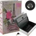 KYODOLED Book Safe with Key Lock,Dictionary Diversion Secret Safe Box,Money Hidden Lock Box,9.5" x 6.1" x 2 .2" Paris Large