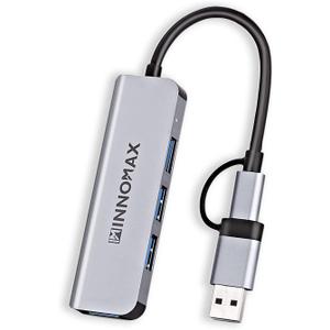 IM INNOMAX Aluminum, USB C to USB Hub, Multiport USB 3.0 Adapter with 4 USB 3.0 Ports for All Computers: MacBook, iPad Pro, Windows Laptops, comuter to Connect Flash Drive, HDD, Printer, Mouse etc