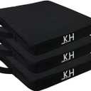 Indoor & Outdoor Chair Cushions, Stadium Seat Cushions for Bleachers, Boat Canoe Kayak Seat, Best for Camping, Bleachers, Sports Events (3pcs Black Cushions)