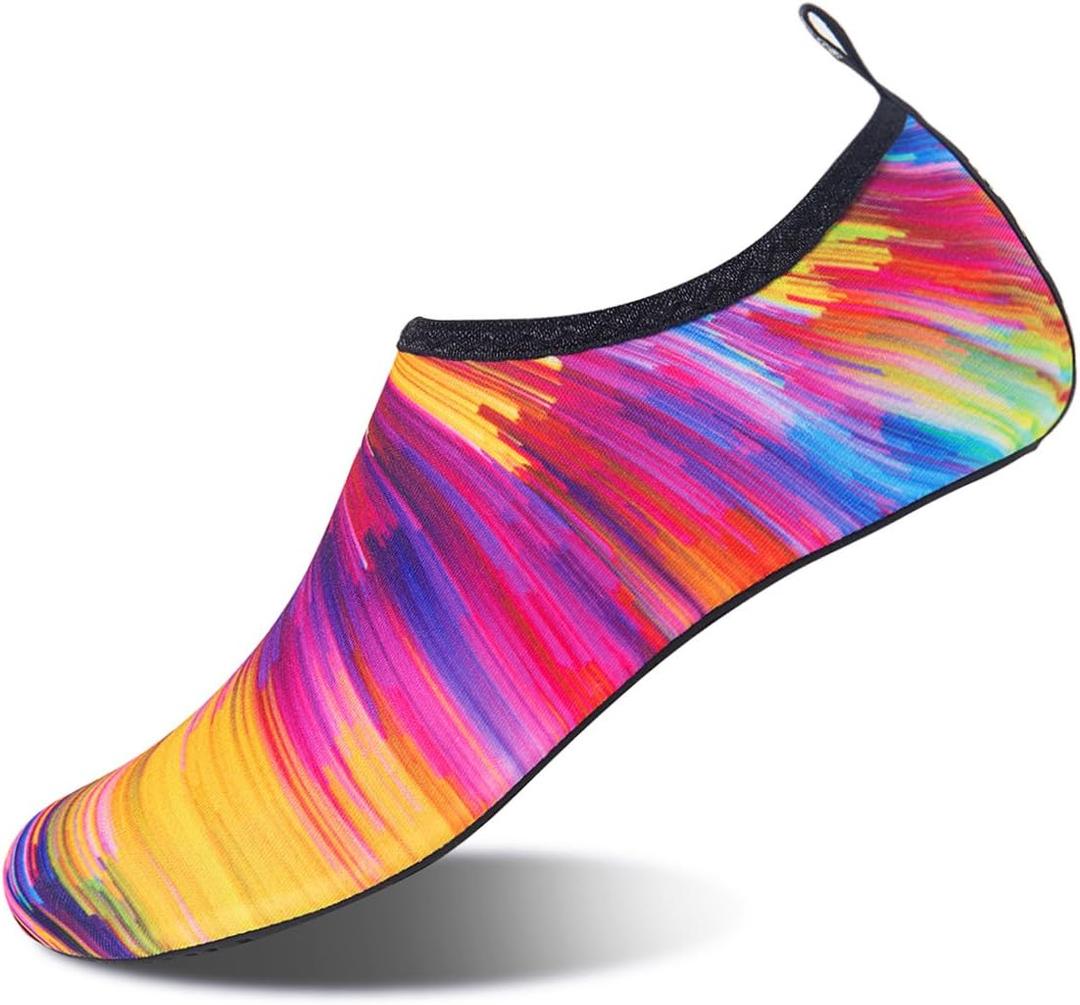 WateLves Womens and Mens Kids Water Shoes Barefoot Quick-Dry Aqua Socks for Beach Swim Surf Yoga Exercise (5-6 Women/4.5-5.5 Men, Sunset)