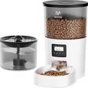 Automatic Cat Feeder and Water Fountain, Timed Pet Dry Food Dispenser, Programmable Portion Control, 1-6 Meals Per Day, Cat Fountains for Drinking with Filter, Small Pets (3L Combo) (White)