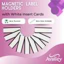 Availey 60 Pack Magnetic 'C' Channel Label Holders for Metal Racks and Shelves with Protective Films and Replacement Strips 3" x 1"