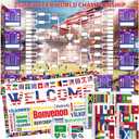 2026 World Soccer Cup Schedule Poster 4-Piece Set, 63 x 44 Inch Extra Large Premium Polyester Match Tracker, Waterproof Wrinkle-Resistant Chart with Flag Banner, 384 Flag Stickers & 96 Water Tattoos