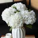 DUYONE 4PCS Artificial Flowers Large Hydrangeas Flowers Latex Bouquet for Wedding Bridal Office Home Party Decoration (4Pcs White)