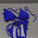 Thong Bikini Set for Women Halter String Bikini Cheeky Two Piece Swimsuit Adjustable Bathing Suit (Medium, Blue)