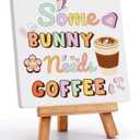 Easter Bunny Coffee Decorations - Ceramic Basket Stuffers Essentials Decoration Decor, Some Bunny Needs Coffee Bar Desk Sign Centerpieces for Home Office Spring Farmhouse, 3.9 x 4.7 inches