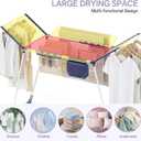 APEXCHASER Clothes Drying Rack Foldable - Drying Rack Clothing Large Space, Winged Laundry Rack with Sock Clips for Hanging Towels Clothes Dress Bedding Indoor Outdoor, White