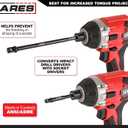 ARES 22025  6-Piece 3-Inch and 6-Inch Impact Grade Socket Adapter Set - Turns Impact Drill Driver into High Speed Socket Driver - 1/4-Inch, 3/8-Inch, and 1/2-Inch Drive with Storage Holder