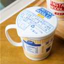 Instant Noodle Bowl Ceramic with Cover, Creative Ramen Soup Bowl Mug Cover Student Lunch Box Bowl (Color : Blue, Size : M)