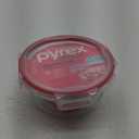 Pyrex Freshlock 4 Cup Round Food Storage Container: Glass Container with Lid, Oven & Microwave Safe, Clear/Red