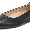 Naturalizer Womens Flexy Comfortable Slip On Round Toe Ballet Flats , Black Leather, 10 W US