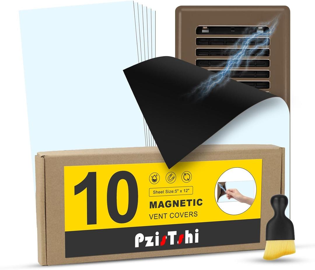 Strong Magnetic Vent Covers 10 Piece - PVC Magnetic Material, Easy to Cut 5.5inch. x 12inch. Flexible Vent Covers for Residential HVAC, Ceiling Floor and RV