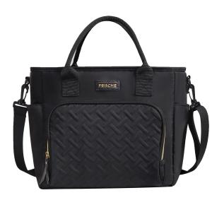 17L Insulated Lunch Bag for Women, LeakProof Insulated Work Lunch Box with Adjustable Shoulder Strap, Large Lunch Cooler Tote for Office, Commute & Travel (Charcoal Black)