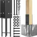 1 Pack Heavy Duty Stainless Steels U-Shape 4"x4"(Actual 3.5"x3.5") Wet Concrete Fence Post Holder, Psot Base, for Fence, Deck Railing, Pergola Wood Post Bracket Anchor (Dark Grey)