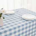 2 x Checkered Tablecloth Rectangle, 2 Pack Gingham Table Cloths Waterproof Wrinkle Free Buffalo Plaid Table Covers Washable for Dining, Parties & Outdoor Picnic(Light Blue and White, 60"×120")