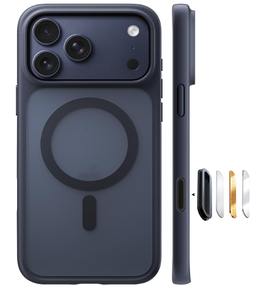 TORRAS Stronger Magnetic & Shockproof for iPhone 17 Pro Max Case, Fit for MagSafe, MilGrade Drop Protection, Camera Control, DIY Button, Slim for iPhone 17 Pro Max Phone Case Translucent Deep Blue
