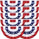 6 Pack USA Pleated Bunting Fan Flags, 1.5x3 Ft USA Patriotic Half Fan Banner American Flag Decoration Bunting for Outside Red White and Blue Decor Memorial Day Independence Day 4th of july Decorations
