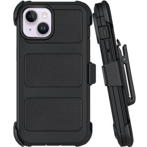 SOGCASE Belt Clip Holster Compatible with iPhone 14 Plus Defender Case with 360° Rotating Stand - Heavy Duty Protection Anti-Drop Shockproof, Black