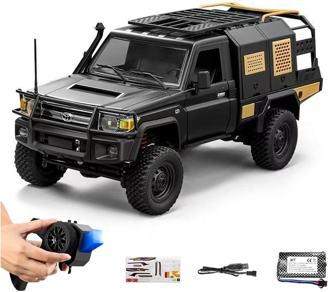 YIKESHU MN82S 1/12 Scale RC Rock Crawler Truck, 4WD Off-Road Remote Control Car with LED Lights, 2-Speed 2.4GHz Proportional Control, All Terrain RTR Hobby Toy for Adults (Black)