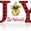 Christmas Table Decorations Indoor Xmas Wooden Joy Tabletop Merry Christmas Centerpieces for Tables Wood Sign Decor Tiered Tray Office Desk Shelf Outdoor Holiday Home Party Mantel Gift Winter Rustic