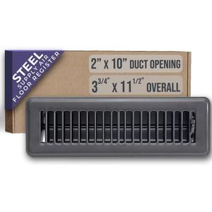 Fits 2x10 and 10x2 Duct Opening | Floor Register with Louvered Design by Handua | Heavy Duty Walkable Design with Damper | Floor Vent Grille | Easy to Adjust Air Supply Lever | Black