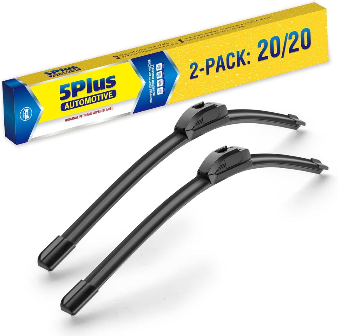 20"-2 Pack Windshield Wiper Blades Replacement For Ford F150 F250 F350 F450 F550 2008-1999 Expedition 2006-1999 Explorer 2010-2005 Mustang 2004-1999 /Chevy Blazer S10 2004-1999 +More (20"+20"(Fit U & J Hook))
