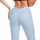 Faux Leather V-Back Leggings for Women High Waisted Tummy Control Sexy Fashion Ruched Butt Stretch Pu Pleather Tights (Blue, S)