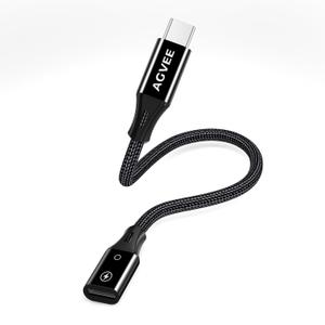 AGVEE 2 Pack 4 inch Lightning Female to USB C Male PD Adapter, 27W Fast Charger Charging Comverter for iPhone 15 16 Plus Pro Max Carplay, Samsung S25 S24 S23 S22, Not for Audio, Black