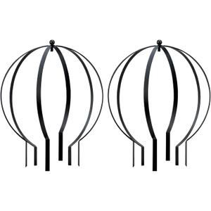 2 PCS Large Metal Trellis Obelisks Sturdy Round Circle Trellis for Climbing Plant Support Indoor Outdoor Potted Vines, Cucumbers & Flowers, Patio Doorway Garden Decor (Black, 25.20 x 21.26'')