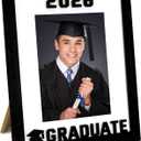 2026 Graduation Photo Frame, Laser Engraved Wood Keepsake for Class of 2026, 8x10 & 5x7 Double Opening with White Mat, Senior Graduation Gift & Party Decoration, Black Portrait