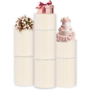 Foldable Cylinder Pedestal Stand for Parties 7pcs Columns Pedestal Display Stands Round White Cylinder Column Table Roman Pillar for Wedding Birthday Baby Shower Party Decor