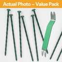 Bakulyor 100 Pack Metal Landscape Stakes, 8 Inch Artificial Grass Nails, 6 Gauge Large Landscaping Staples, Green Edging Anchor Stake for Garden Ground Lawn Paver Timber Border Weed Barrier Spikes 8"
