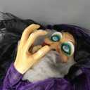 Haunted Hill Farm Life-Size Scary Talking Witch with Broomstick, Halloween Animatronic with Touch Activated Lights and Sound, Battery Operated Indoor or Covered Outdoor Halloween Decorations