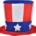 ALVOGIMOR Uncle Sam Patriotic Hat Plush Stovepipe Top Hat, American Flag Costume Accessories, 4th of July Hats for Men Women Child Party Favor (Blue B)