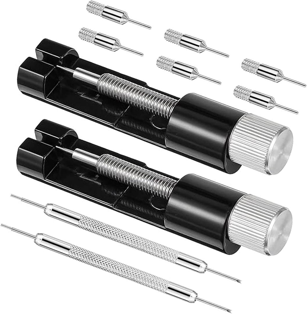 2 Pack Watch Link Removal Kit, Watch Repair Tool for Bracelet Adjustment and Replacement, Pin Remover for Sizing Strap, Watch Band Adjustment Tool Kit with Extra Replacement Pins