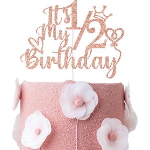It's My 1/2 Birthday Cake Topper, Half Way to One, Sweet 6 Months, Happy 1/2 Birthday Party Decorations Supplies for Girls
