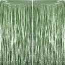 2 Pack Sage Green Party Decorations, Matte Foil Fringe Curtain Backdrop for Birthday, Bachelorette & Martini Party, Photo Background for Wall Doorway Table, 6.63.3 ft