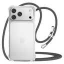 YESPURE for iPhone 17 Pro Phone Case Clear Case Women Adjustable Cord Lanyard Strap Cover Transparent Soft Bumper TPU Shockproof Anti-Yellowing Protective Case Cover for iPhone 17 Pro - Gray