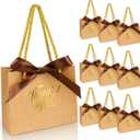 EQOREIIN 30 Pack Small Thank You Gift Bags with Handles 5.5 x 2.4 x 4.7 Inches Mini Brown Gift Bags with Bow Ribbon Tiny Party Favor Bag Bulk for Graduation Mother's Day Baby Shower Wedding (Brown)